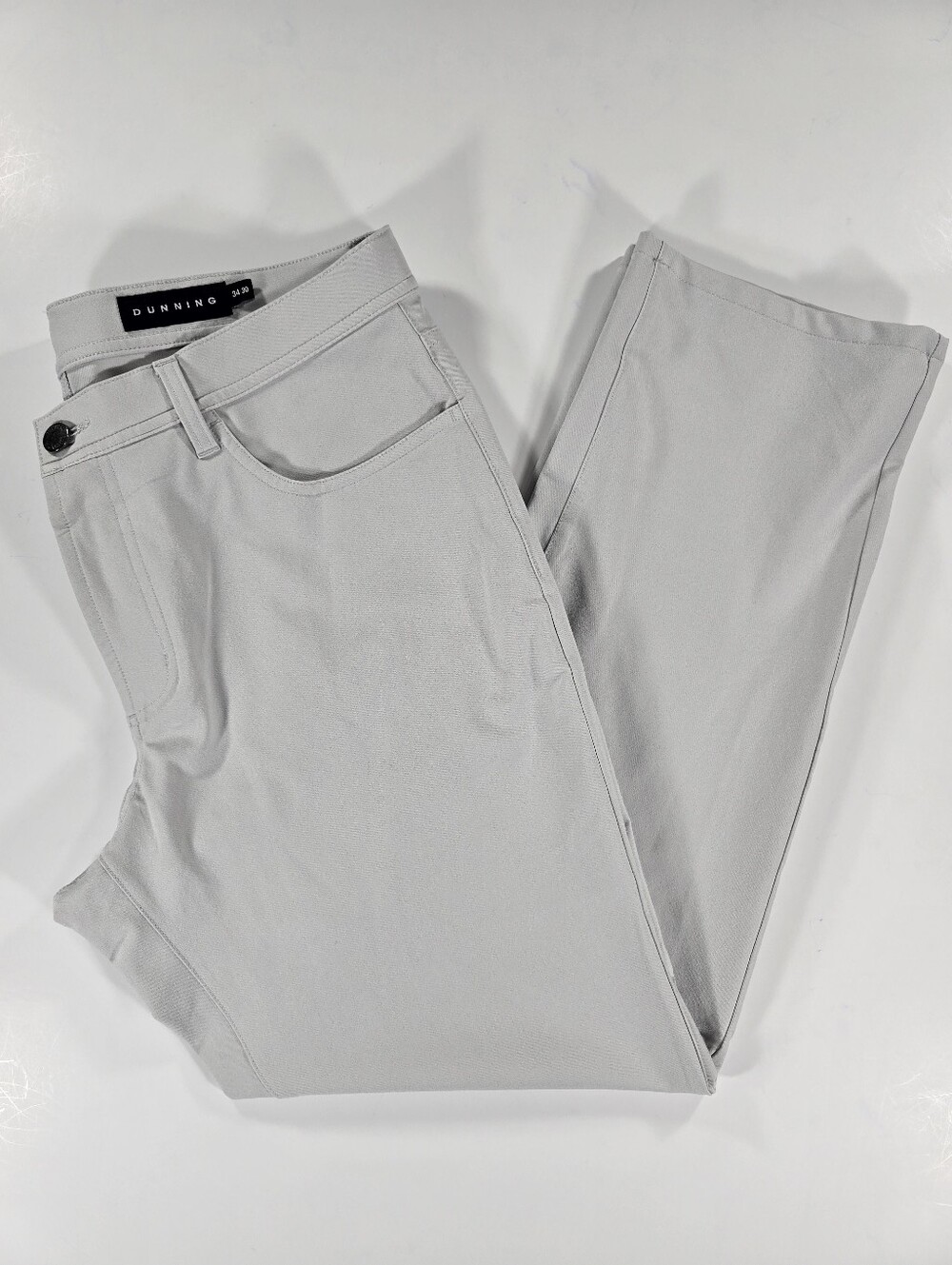 Dunning Golf Pants Performance Stretch 5 Pocket Chino Light Gray Mens 34X28